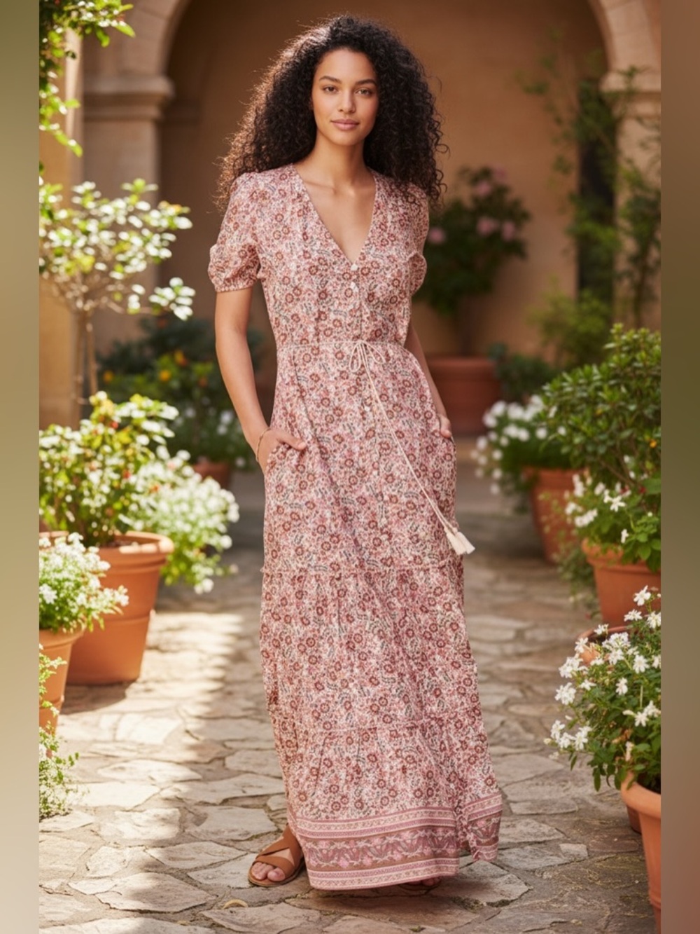 Faherty Orinda cotton maxi gown size small